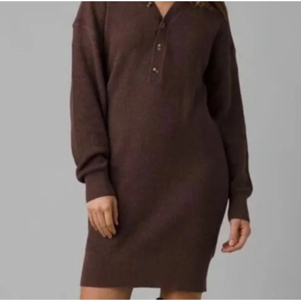 Prana Milani Henley Dress Clove S‎ Organic Cotton Wool Sustainable